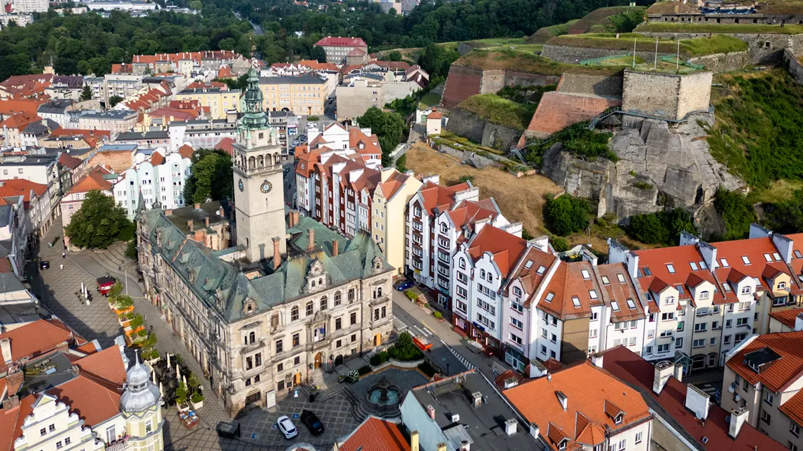Widok z góry na Kłodzko.