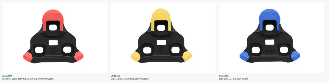 Kolorystyka bloków szosowych Shimano